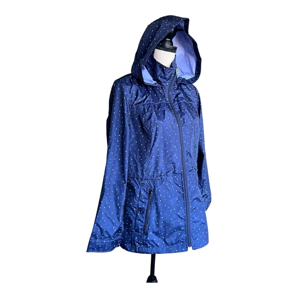 INTL Details Navy Irregular Polka Dot Packable Parka Jacket Size M - Picture 4 of 9